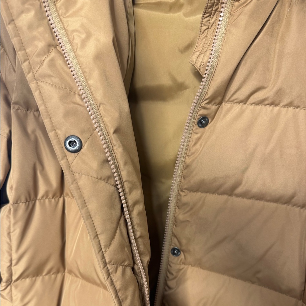 Lands' End Women's Max 600 Down Puffer Jacket Coat Hits Thigh Camel Size 14-16 - Picture 7 of 8